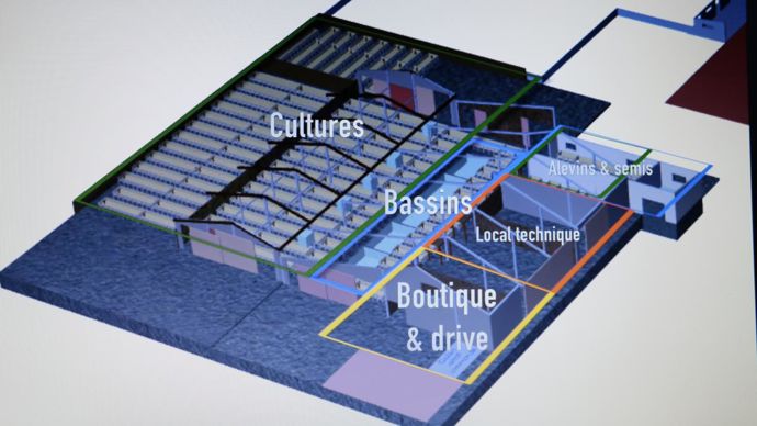 Le projet de Noémie comprend une rénovation de bâtiments (à l’origine consacrés à de l’élevage) afin de disposer d’une serre pour les bassins et les cultures, d’un espace boutique et «drive», et probablement d’une salle de formation. ©Noémie Charpentier